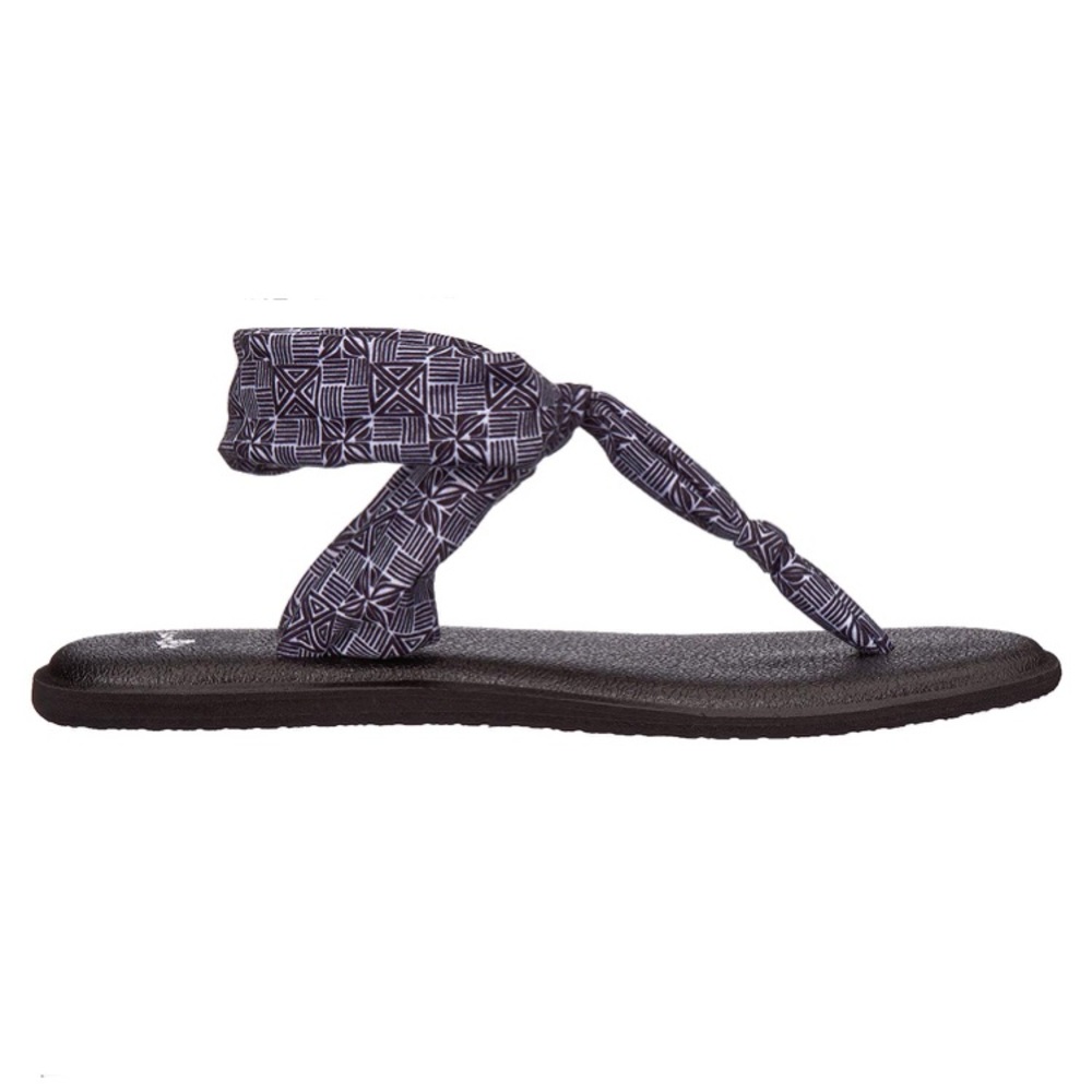 Sanuk yoga mat sling Ella Black & White print t-strap thong flat  sandals - Picture 5 of 8